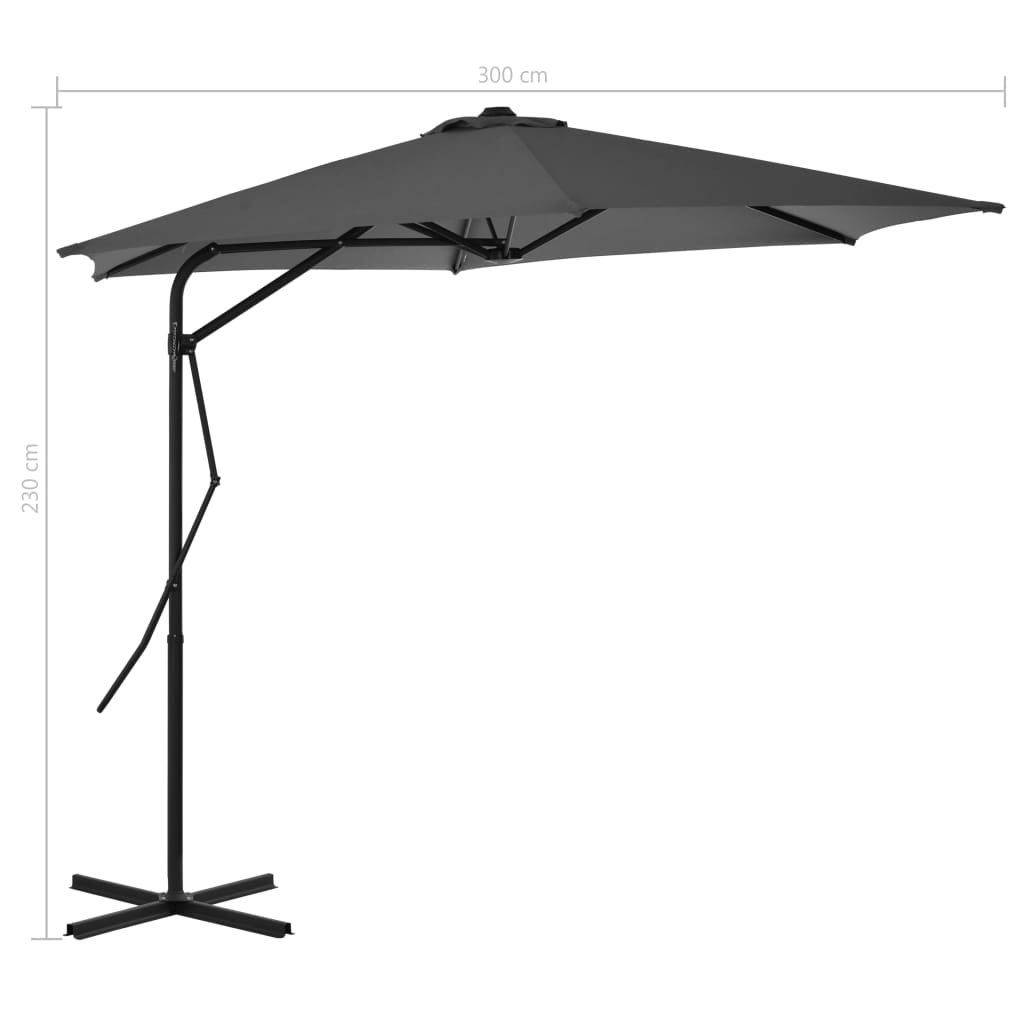 Parasol met stalen paal 300 cm antraciet is nu te koop bij PeponiXL, paradijselijk wonen!