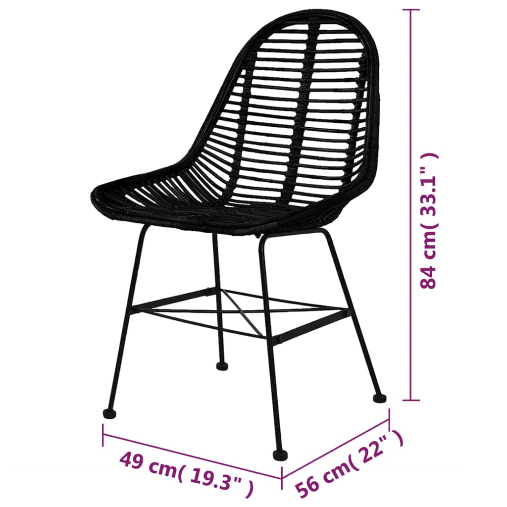 Eetkamerstoelen 6 st natuurlijk rattan zwart is nu te koop bij PeponiXL, paradijselijk wonen!