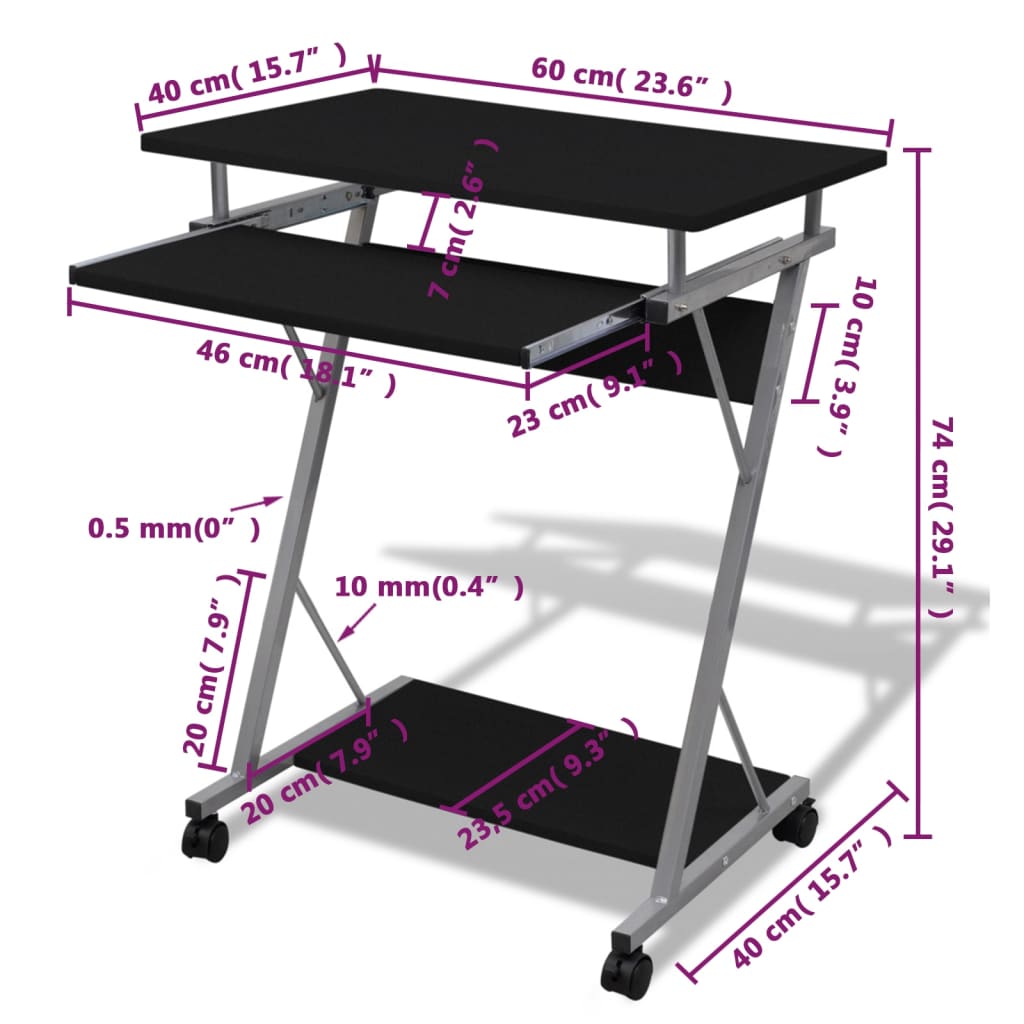 Studenten computerbureau 60 x 40 x 74 cm (zwart) is nu te koop bij PeponiXL, paradijselijk wonen!