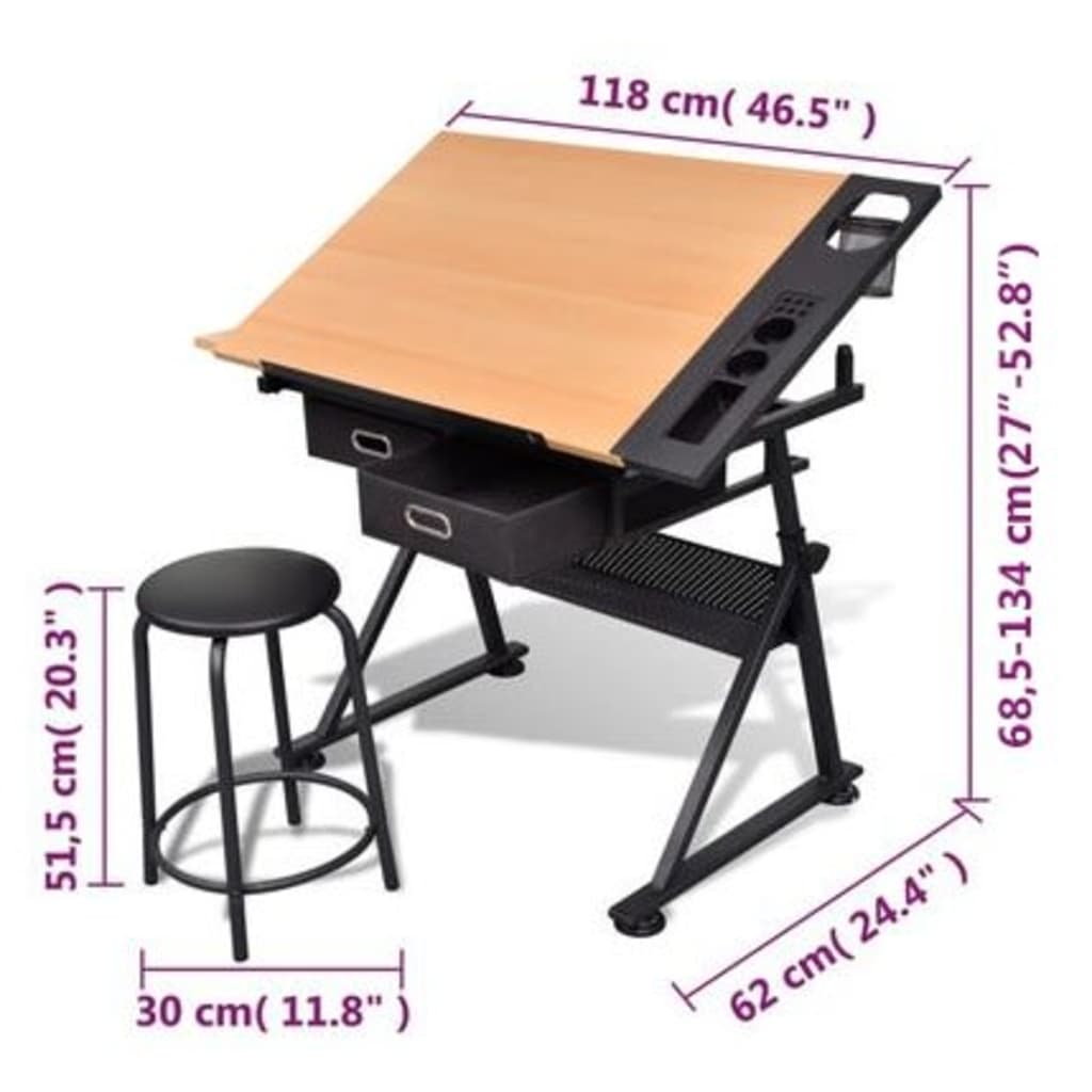 Tekentafel met 2 lades en kruk is nu te koop bij PeponiXL, paradijselijk wonen!