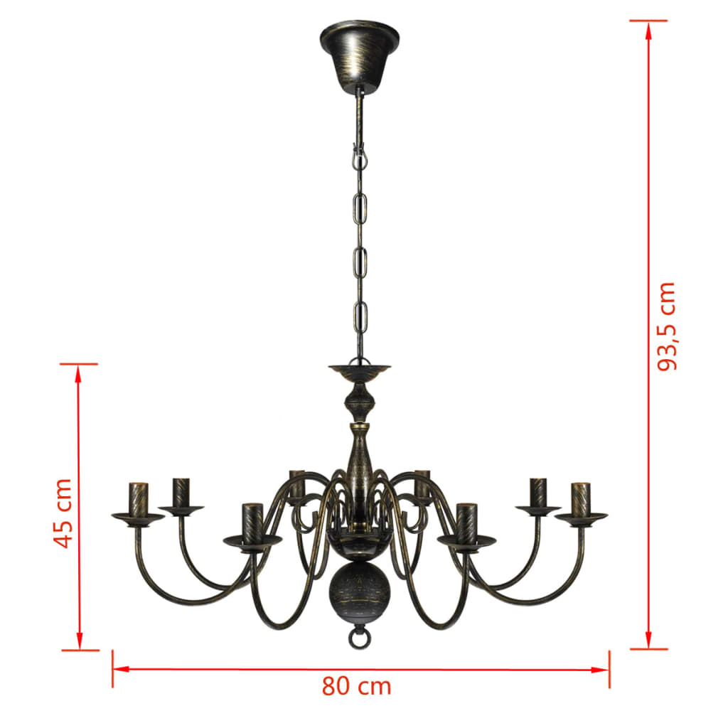 Kroonluchter zwart metaal 8 x E14 lampen is nu te koop bij PeponiXL, paradijselijk wonen!