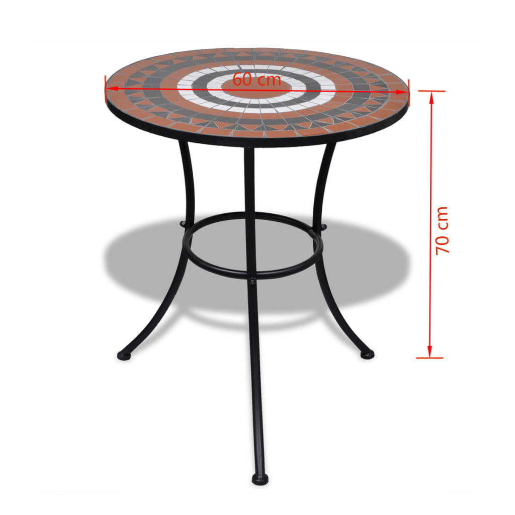 3-delige Bistroset keramische tegel terracotta en wit is nu te koop bij PeponiXL, paradijselijk wonen!