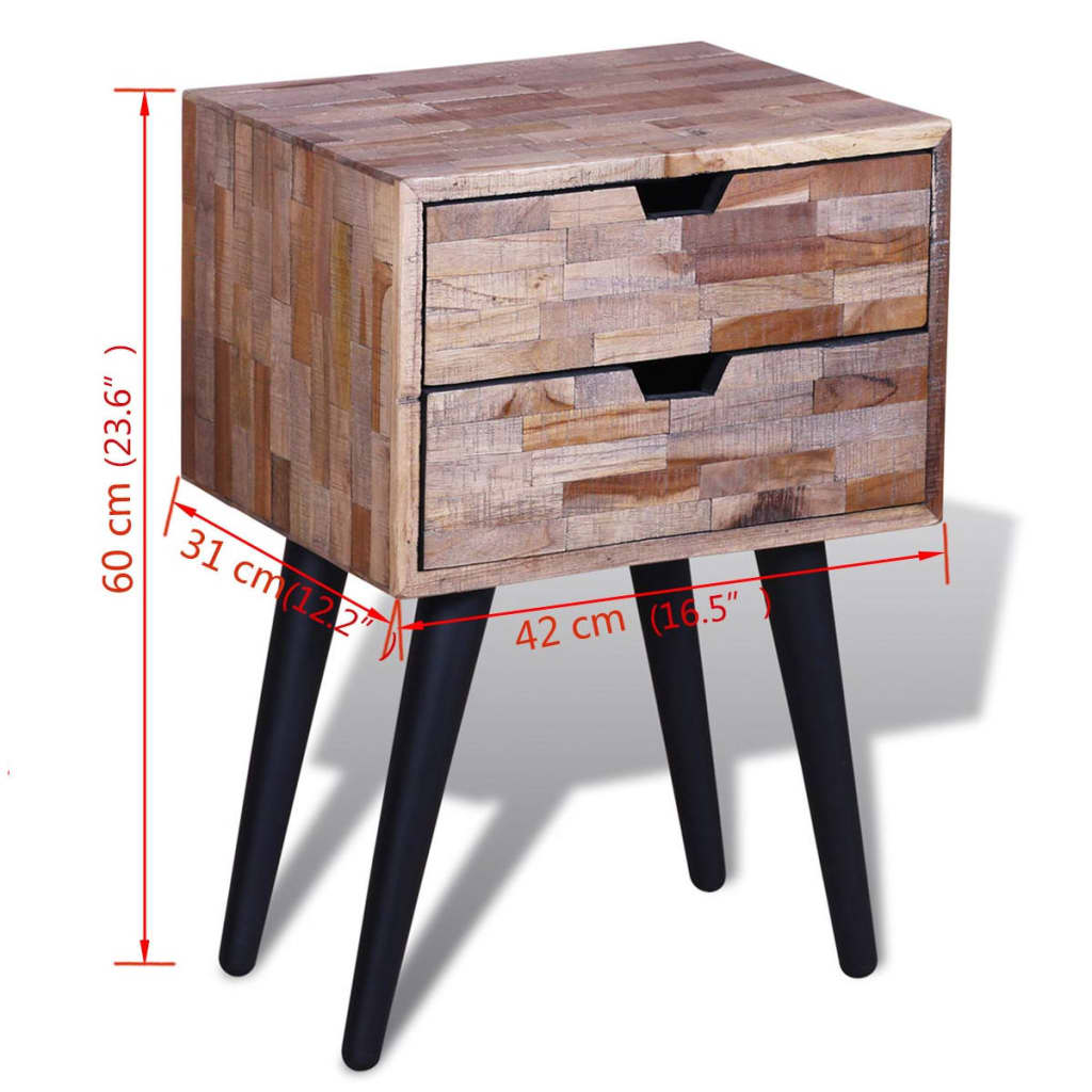 Nachtkastje met 2 lades gerecycled teakhout is nu te koop bij PeponiXL, paradijselijk wonen!
