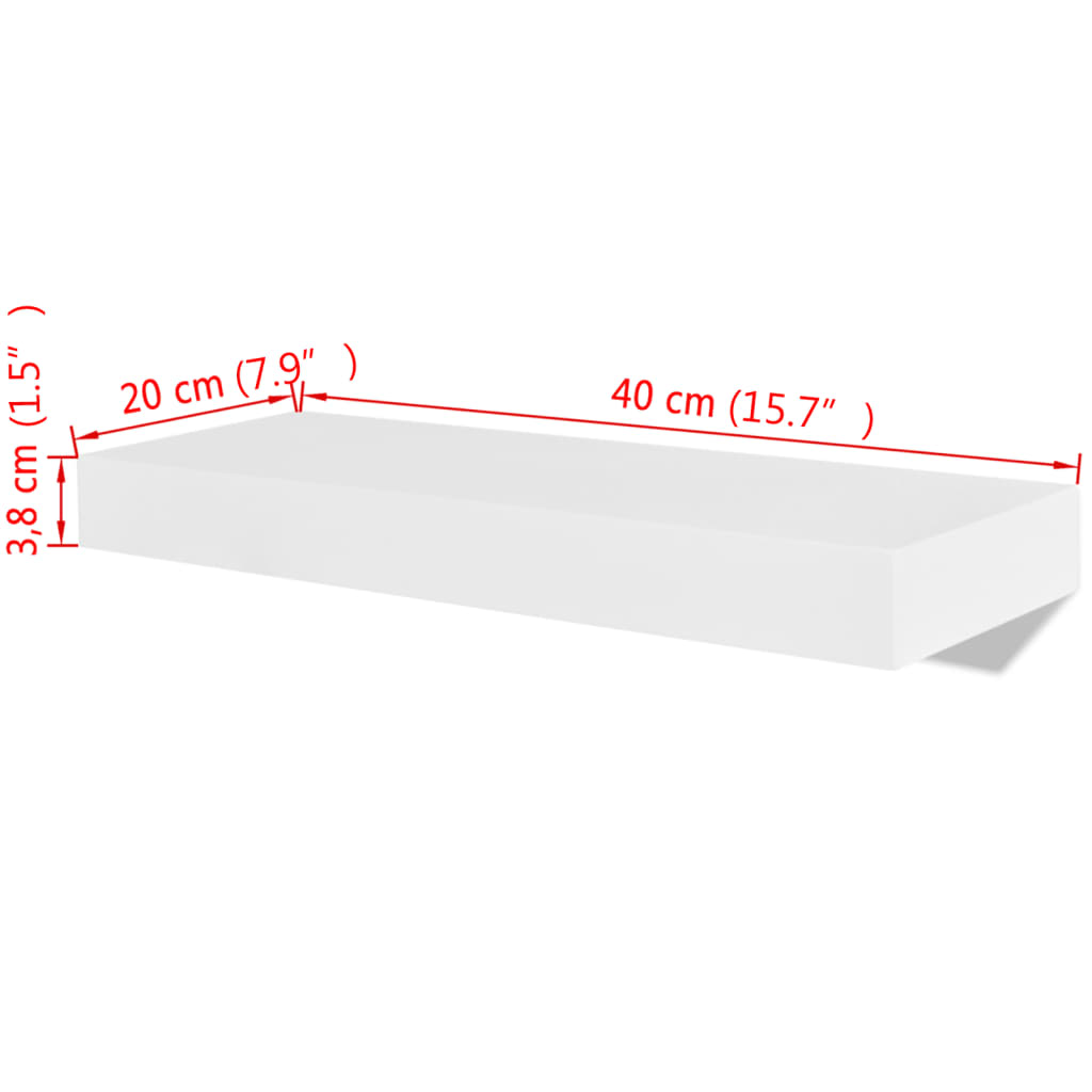Wandplanken MDF zwevend voor boeken/dvd wit 2 st is nu te koop bij PeponiXL, paradijselijk wonen!