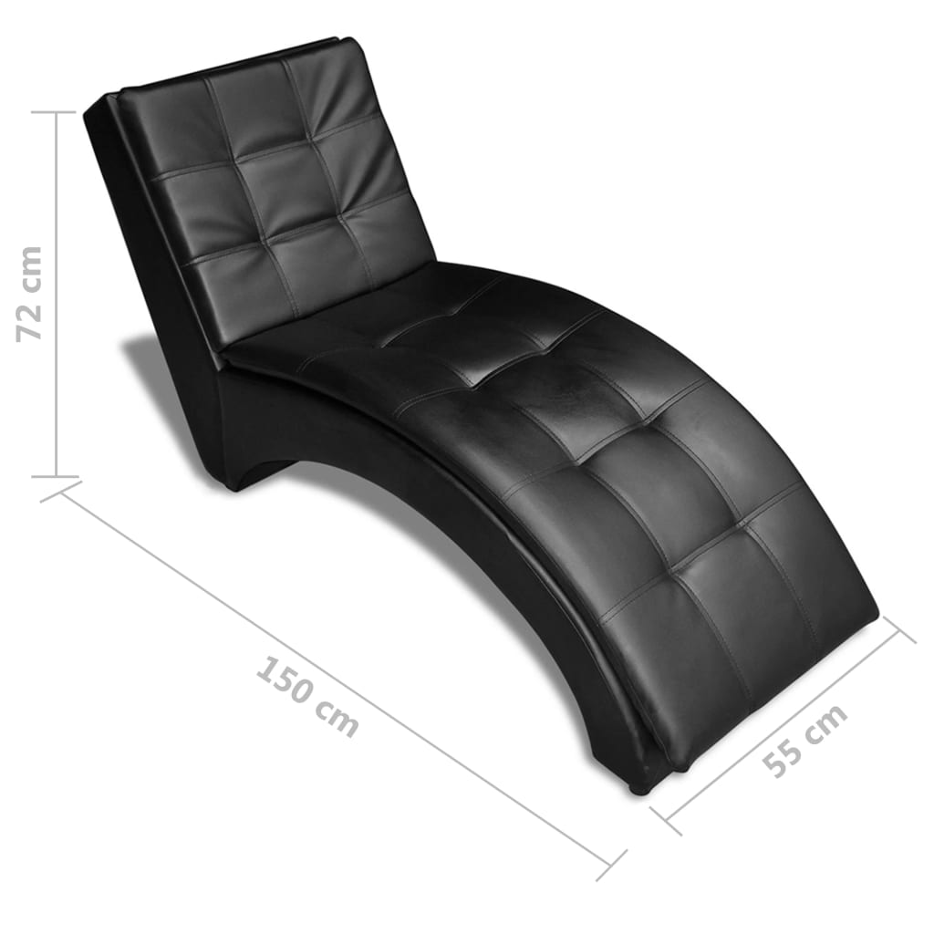 Chaise longue met kussen kunstleer zwart is nu te koop bij PeponiXL, paradijselijk wonen!