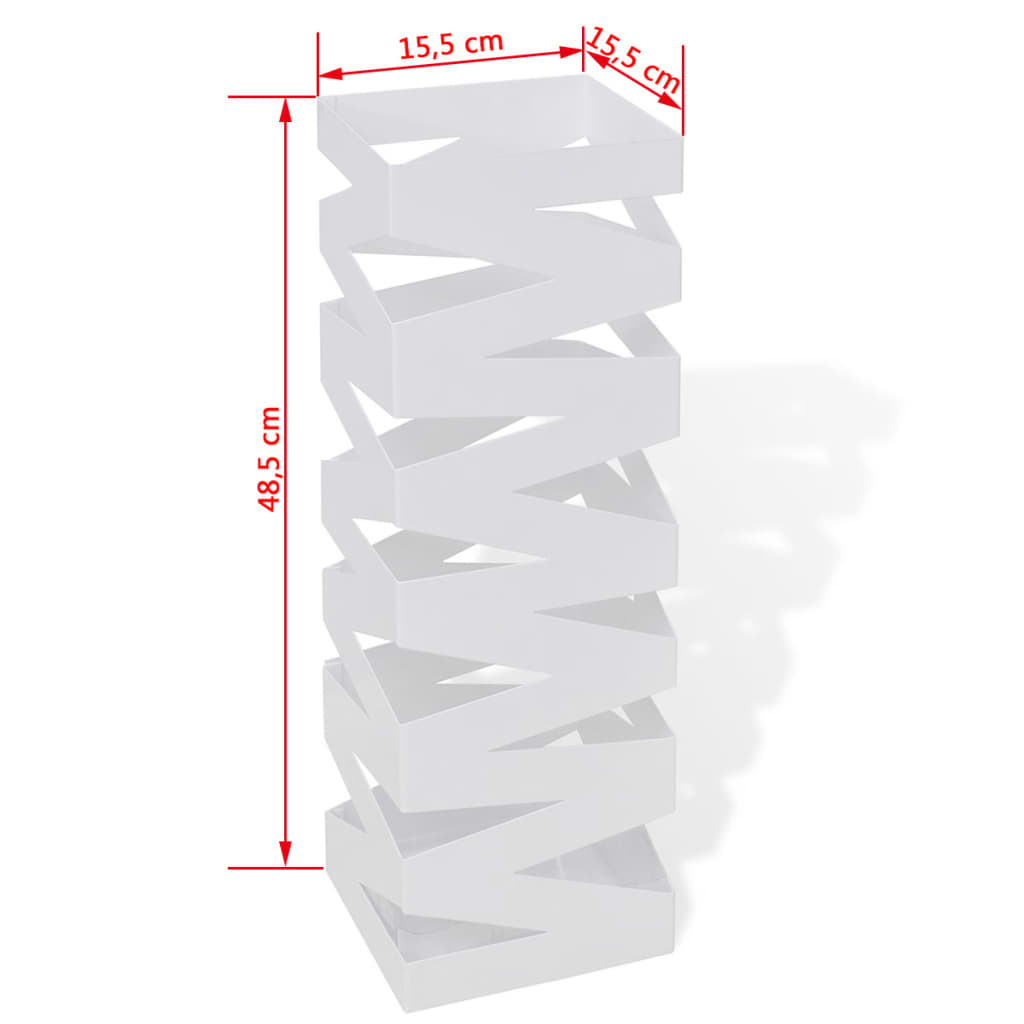 Paraplu- en wandelstokhouder strepen wit vierkant staal 48,5 cm is nu te koop bij PeponiXL, paradijselijk wonen!