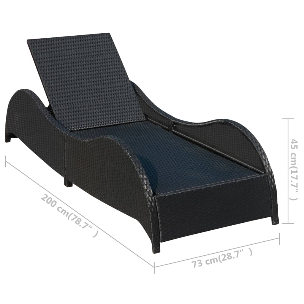 Ligbed met kussen poly rattan zwart is nu te koop bij PeponiXL, paradijselijk wonen!