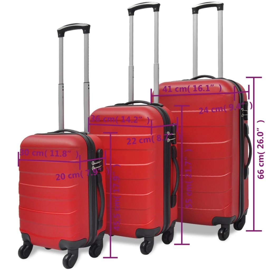 3-delige Kofferset hard 45,5/55/66 cm rood is nu te koop bij PeponiXL, paradijselijk wonen!