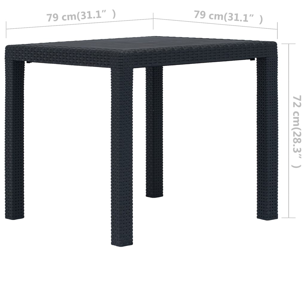 Tuintafel 79x79x72 cm rattan-look kunststof antraciet is nu te koop bij PeponiXL, paradijselijk wonen!