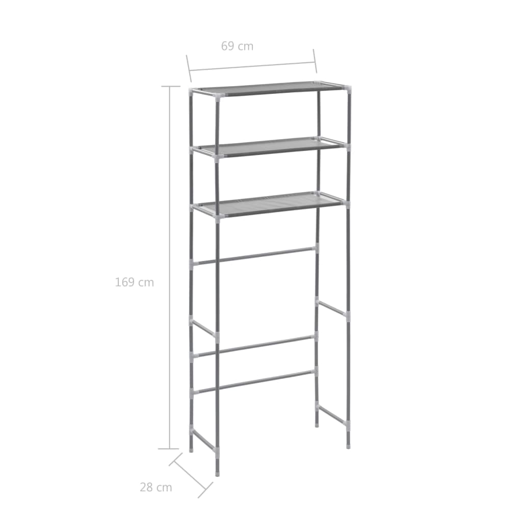 Opbergrek voor boven wasmachine 3-laags 69x28x169 cm zilver is nu te koop bij PeponiXL, paradijselijk wonen!