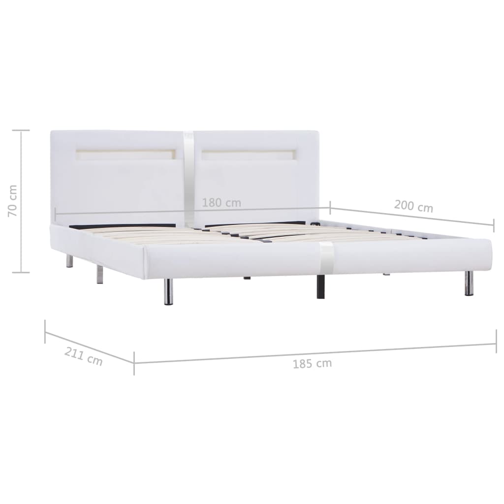 Bedframe met LED kunstleer wit 180x200 cm is nu te koop bij PeponiXL, paradijselijk wonen!