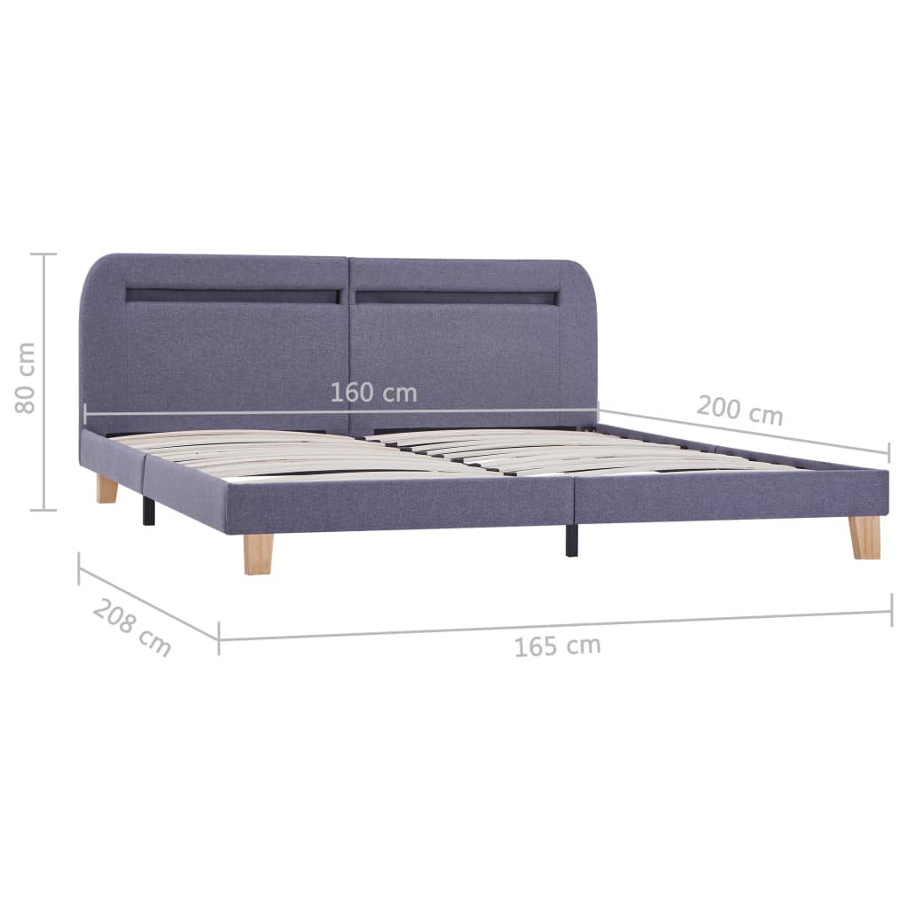 Bedframe met LED stof lichtgrijs 160x200 cm is nu te koop bij PeponiXL, paradijselijk wonen!