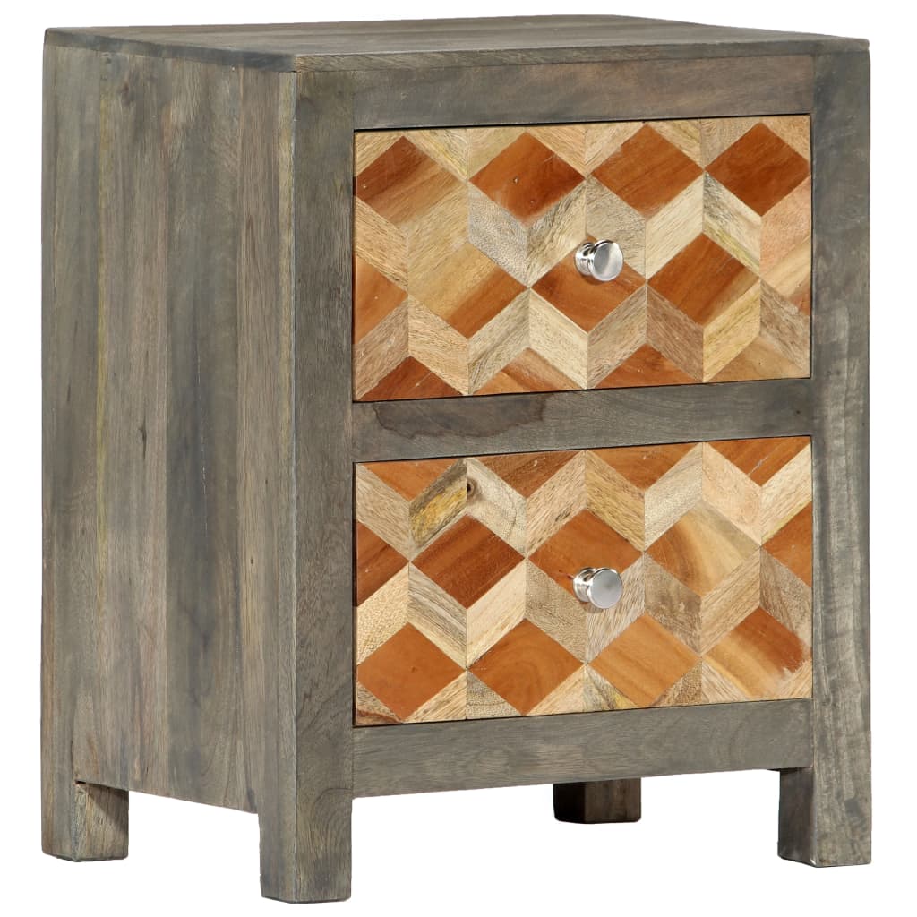 Nachtkastje 40x30x50 cm massief mangohout grijs is nu te koop bij PeponiXL, paradijselijk wonen!