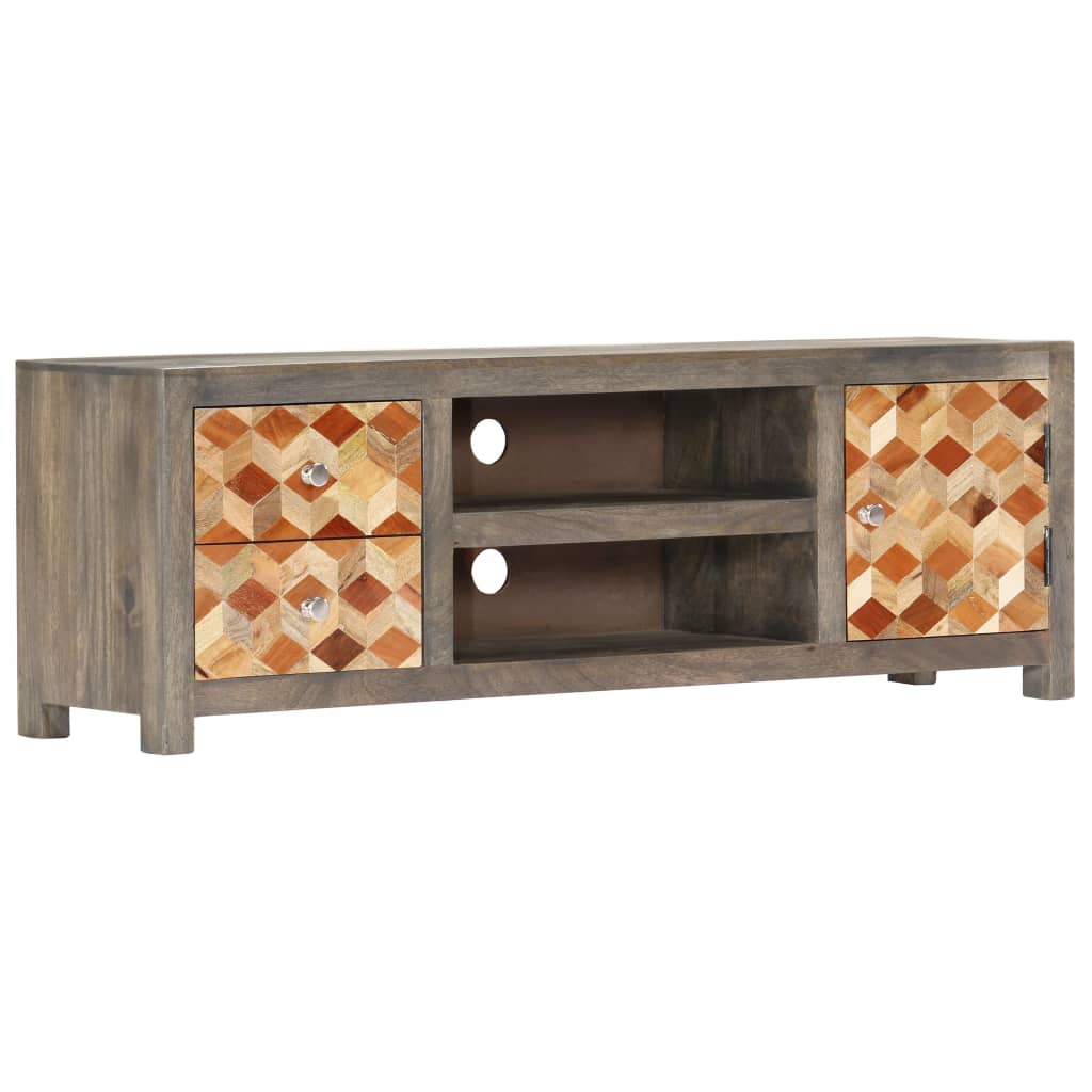 Tv-meubel 120x30x40 cm massief mangohout grijs is nu te koop bij PeponiXL, paradijselijk wonen!