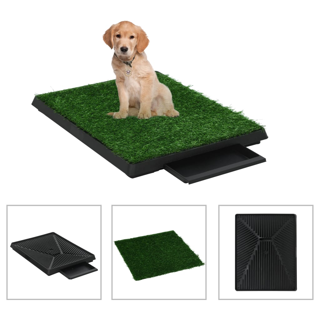 vidaXL 2x Huisdierentoilet met Bak en Kunstgras Groen Kattenbak Kattentoilet