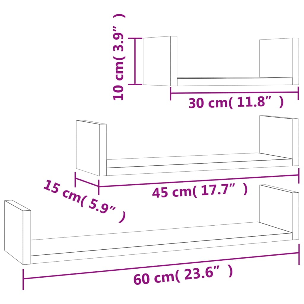 Wandschappen 3 st bewerkt hout betongrijs is nu te koop bij PeponiXL, paradijselijk wonen!