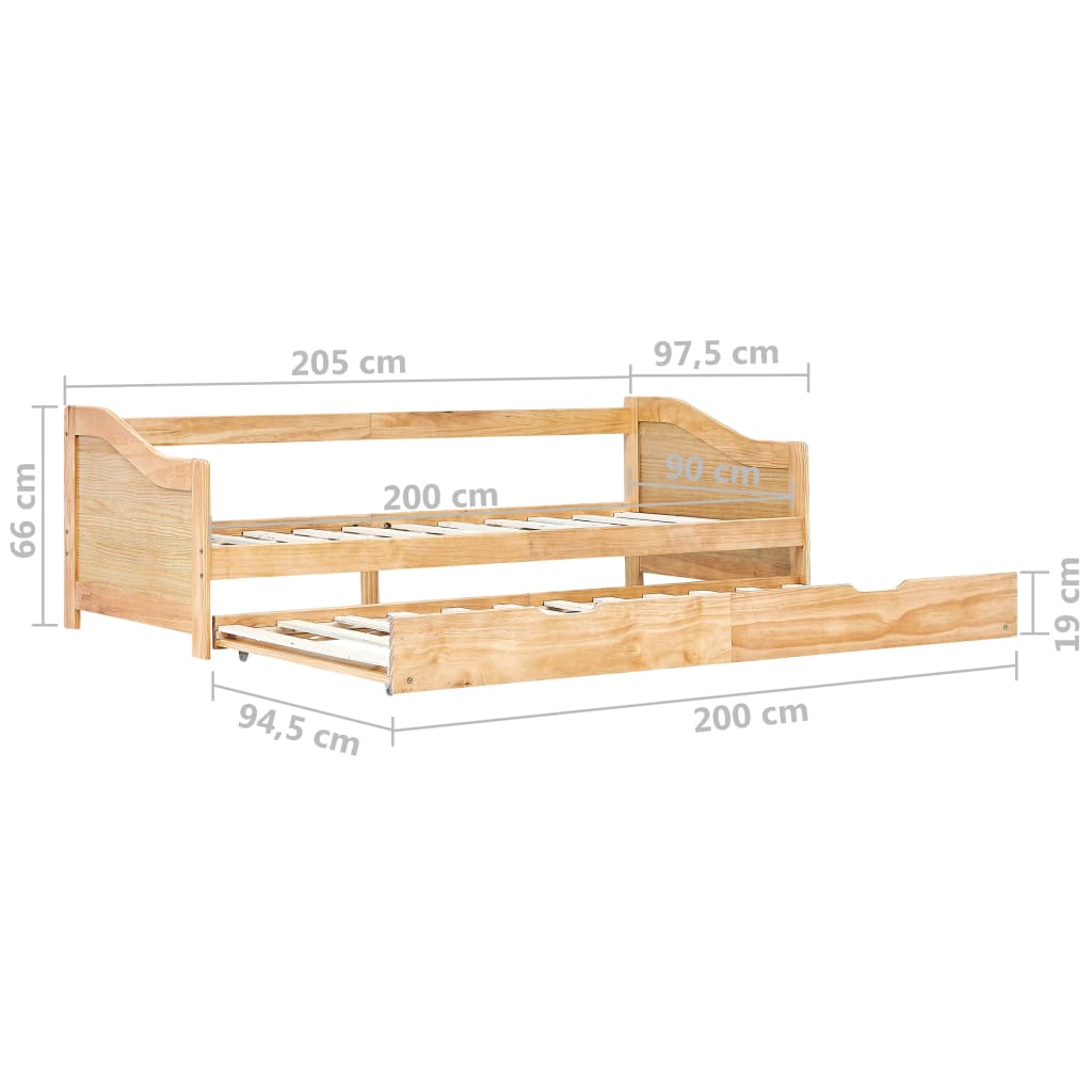 Bedbank uittrekbaar grenenhout 90x200 cm is nu te koop bij PeponiXL, paradijselijk wonen!