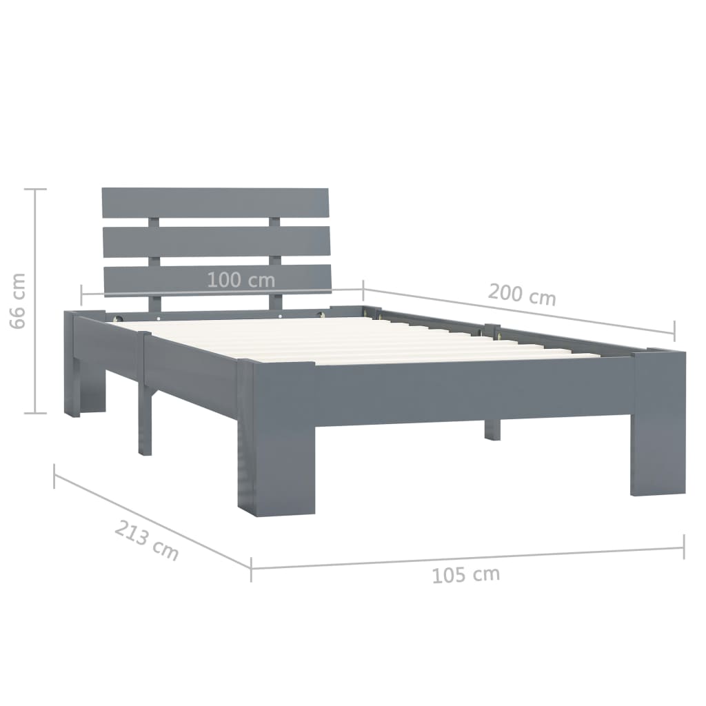 Bedframe massief grenenhout grijs 100x200 cm is nu te koop bij PeponiXL, paradijselijk wonen!