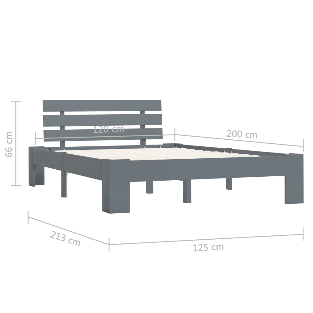 Bedframe massief grenenhout grijs 120x200 cm is nu te koop bij PeponiXL, paradijselijk wonen!