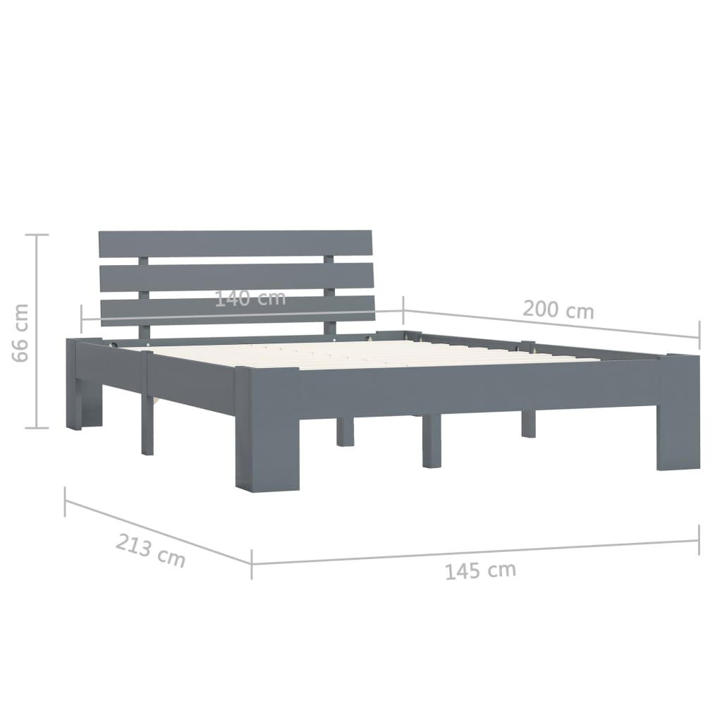 Bedframe massief grenenhout grijs 140x200 cm is nu te koop bij PeponiXL, paradijselijk wonen!