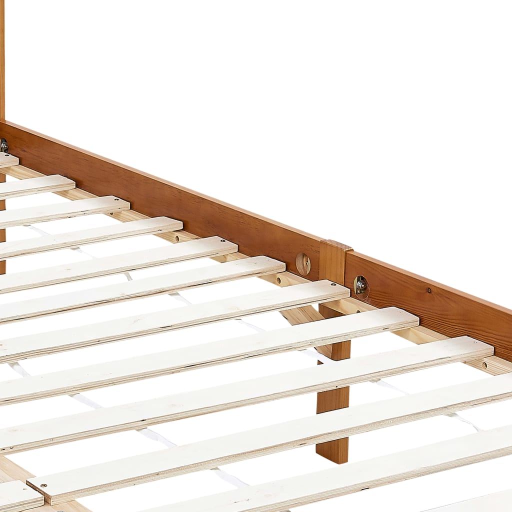 Hemelbedframe massief grenenhout honingbruin 90x200 cm is nu te koop bij PeponiXL, paradijselijk wonen!