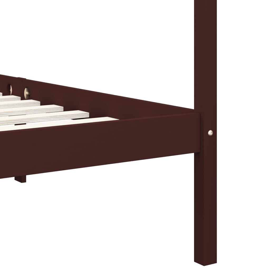 Hemelbedframe massief grenenhout donkerbruin 100x200 cm is nu te koop bij PeponiXL, paradijselijk wonen!