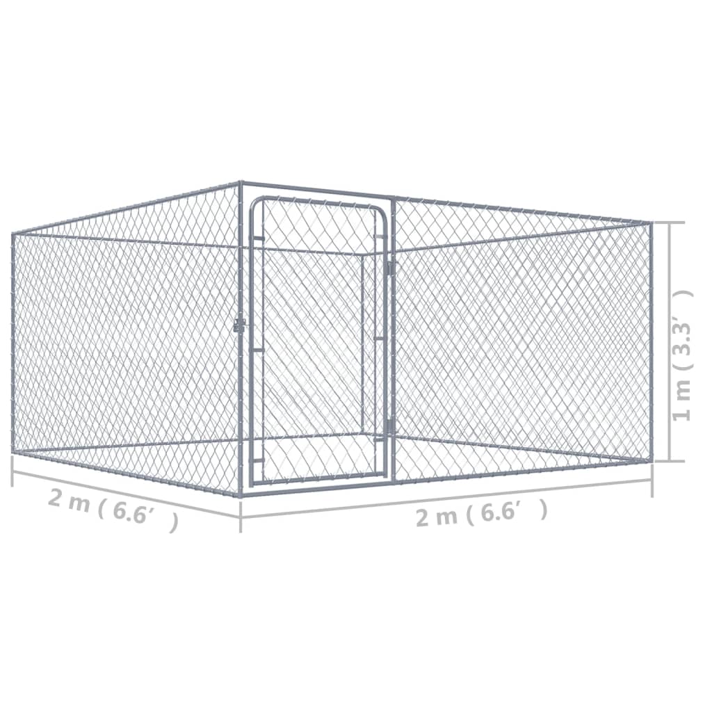 Hondenkennel voor buiten 2x2x1 m gegalvaniseerd staal is nu te koop bij PeponiXL, paradijselijk wonen!
