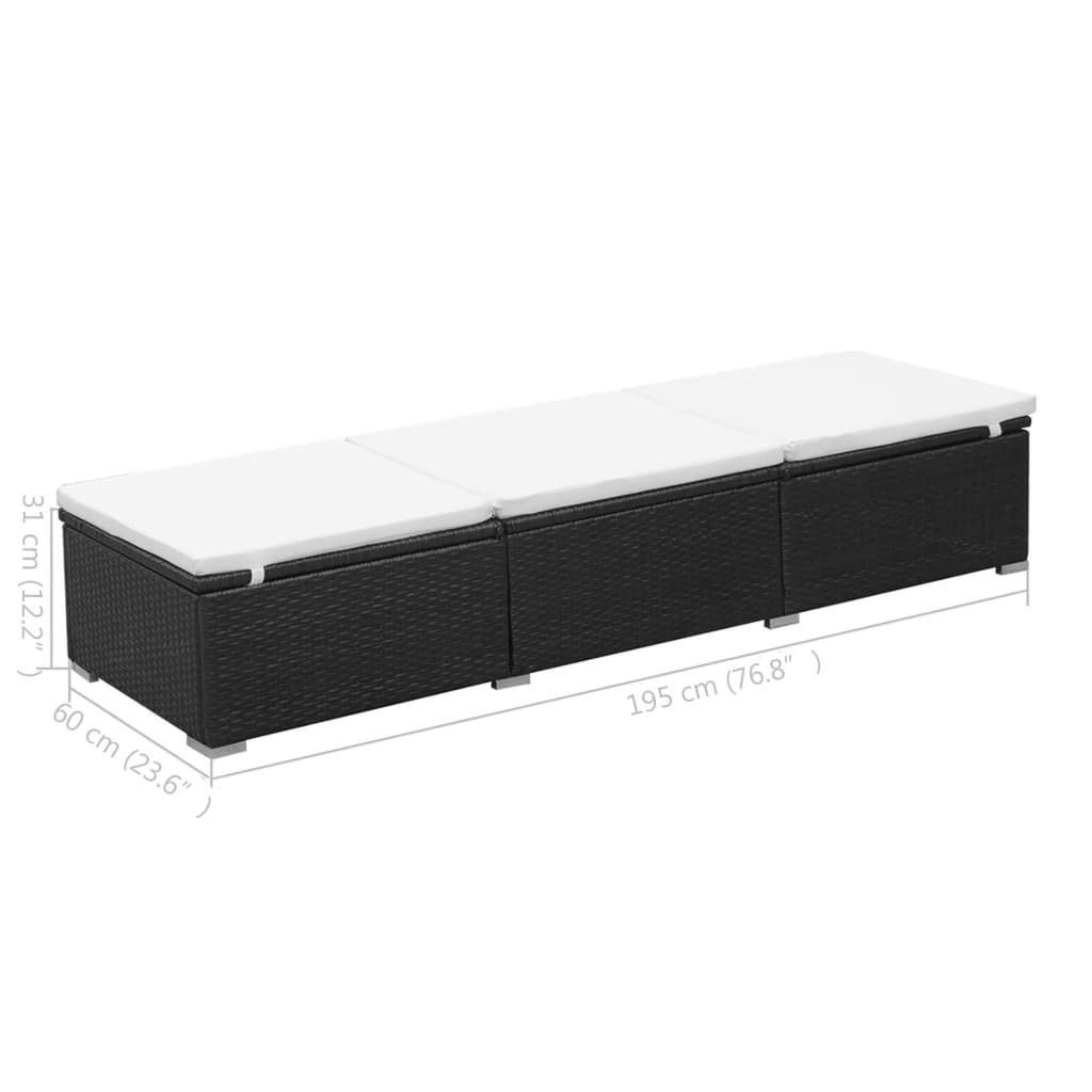Ligbedden met kussens 2 st poly rattan zwart is nu te koop bij PeponiXL, paradijselijk wonen!
