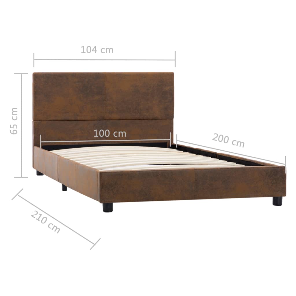 Bedframe kunstsuède bruin 100x200 cm is nu te koop bij PeponiXL, paradijselijk wonen!