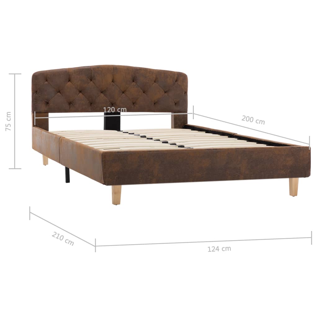 Bedframe kunstsuède bruin 120x200 cm is nu te koop bij PeponiXL, paradijselijk wonen!