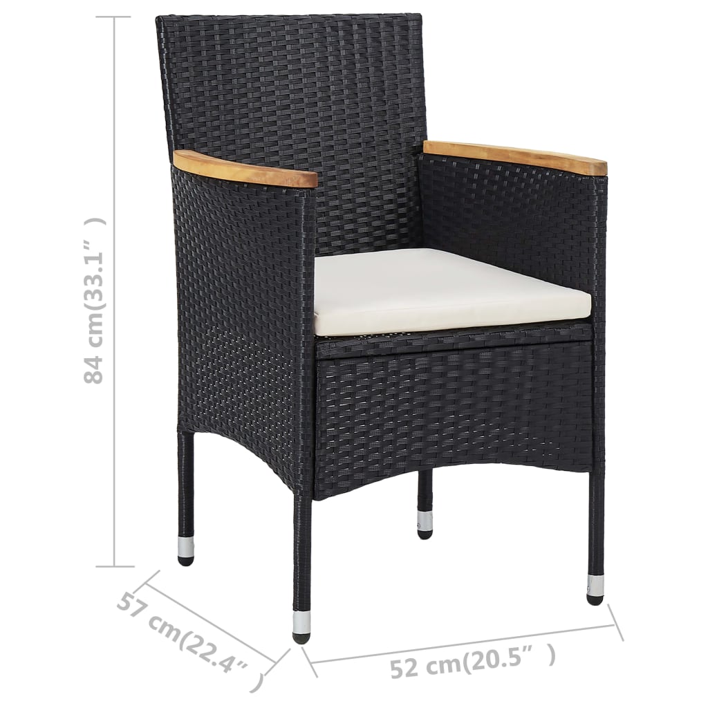 Tuinstoelen 2 st poly rattan zwart is nu te koop bij PeponiXL, paradijselijk wonen!