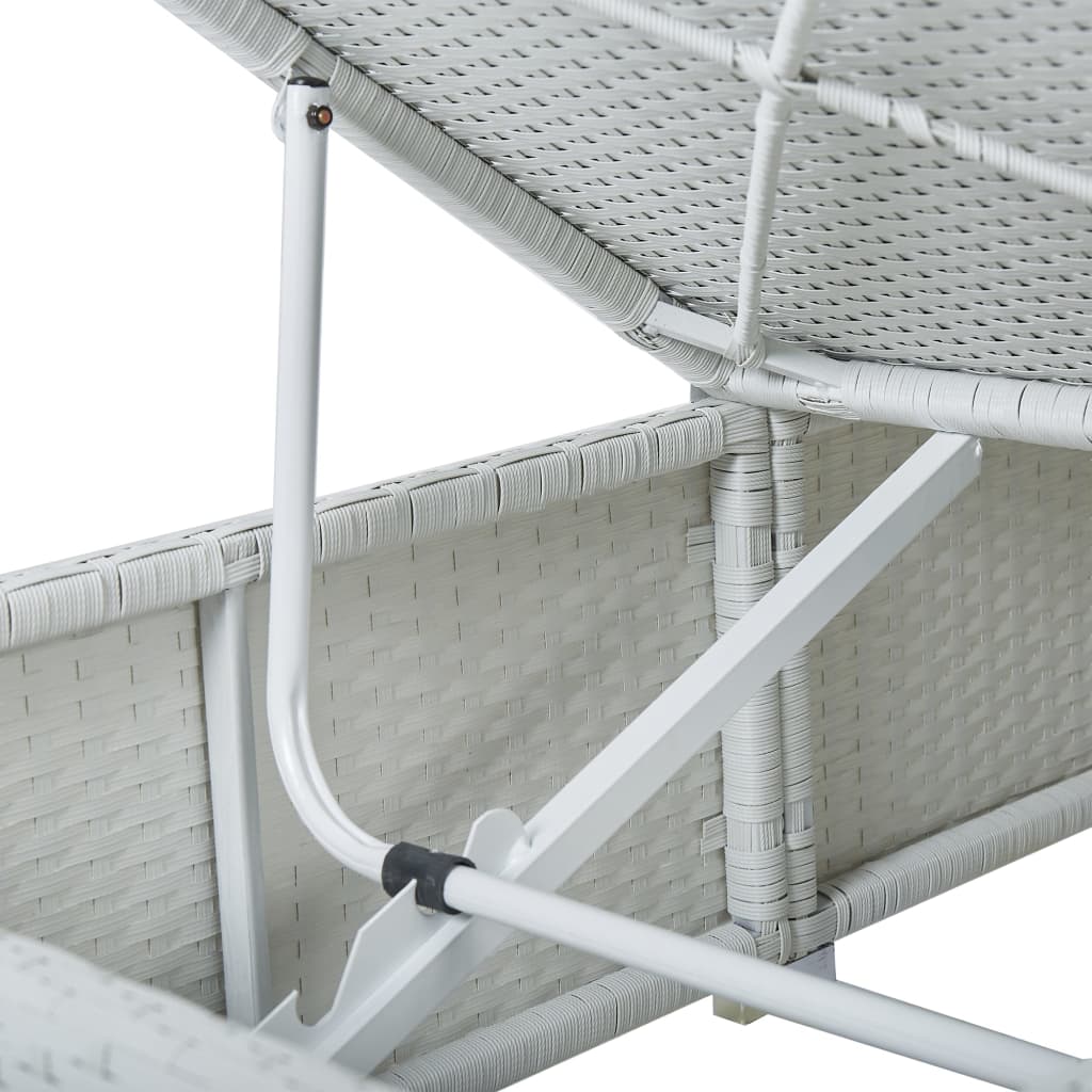 Ligbed met kussen en theetafel poly rattan wit is nu te koop bij PeponiXL, paradijselijk wonen!