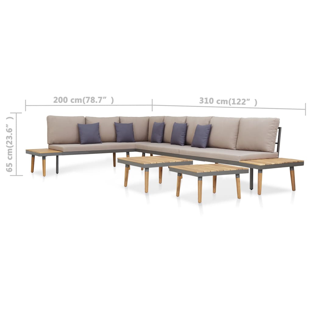 Loungeset 7-zits met kussens massief acaciahout bruin is nu te koop bij PeponiXL, paradijselijk wonen!
