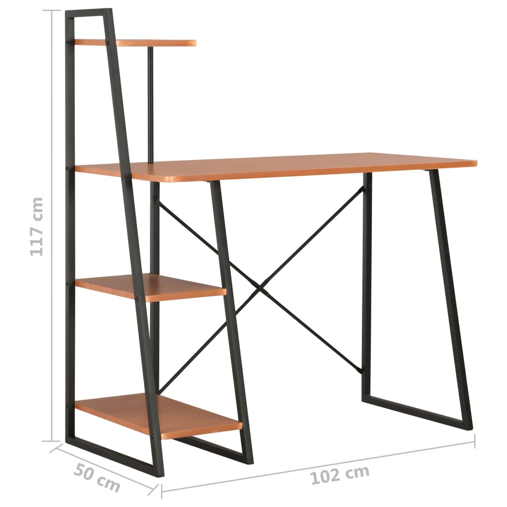 Bureau met schappen 102x50x117 cm zwart en bruin is nu te koop bij PeponiXL, paradijselijk wonen!