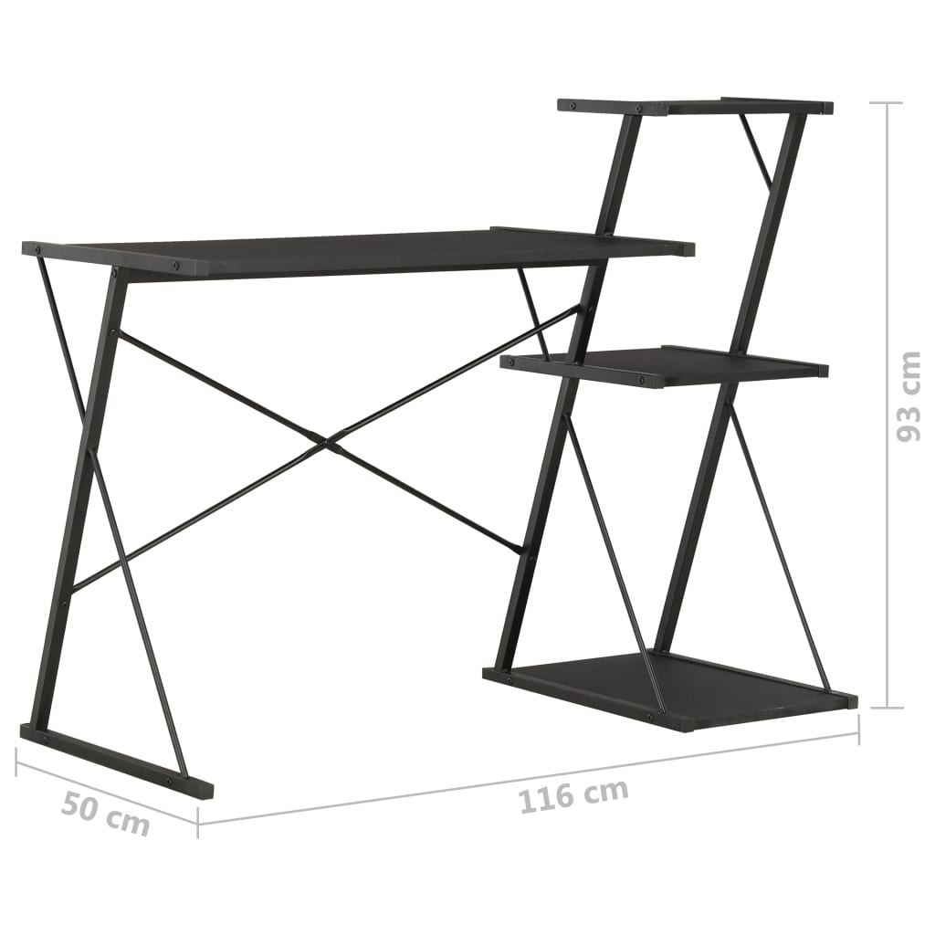 Bureau met schap 116x50x93 cm zwart is nu te koop bij PeponiXL, paradijselijk wonen!