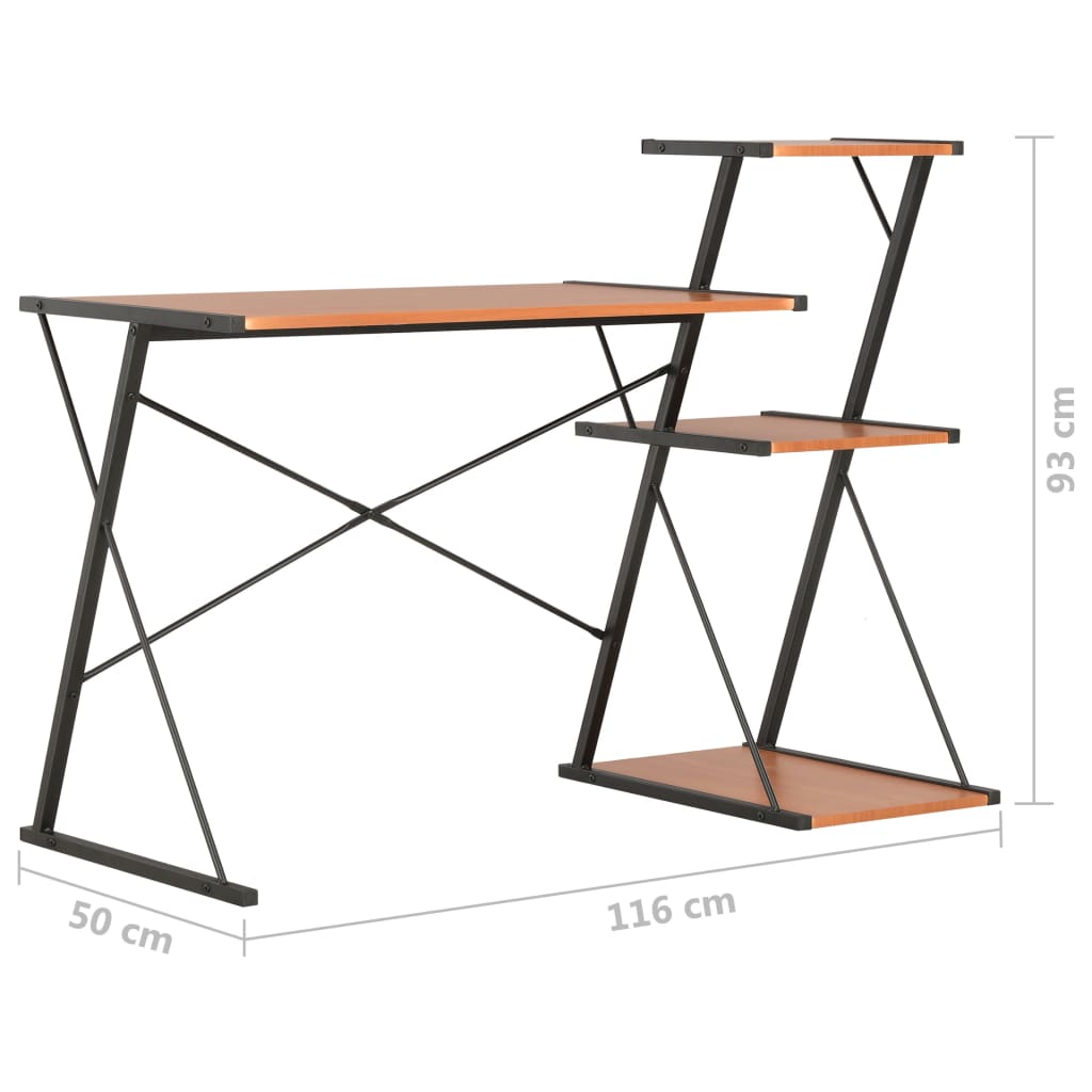 Bureau met schap 116x50x93 cm zwart en bruin is nu te koop bij PeponiXL, paradijselijk wonen!