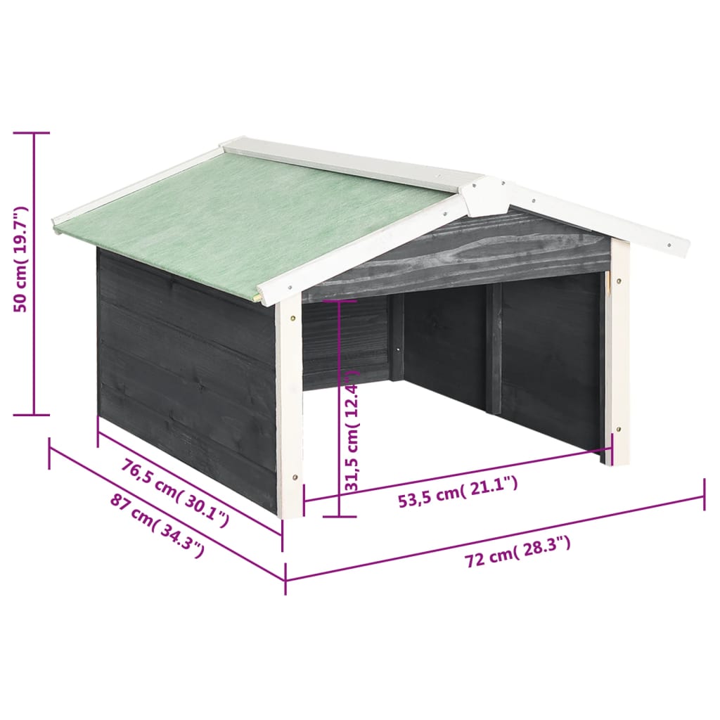 Overkapping voor grasmaaier 72x87x50 cm vurenhout grijs en wit is nu te koop bij PeponiXL, paradijselijk wonen!
