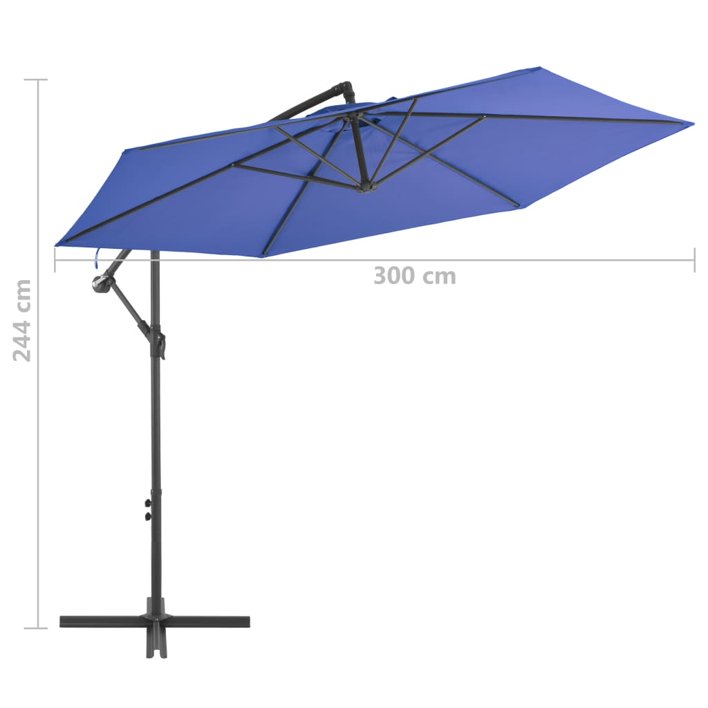 Zweefparasol met aluminium paal 300 cm blauw is nu te koop bij PeponiXL, paradijselijk wonen!