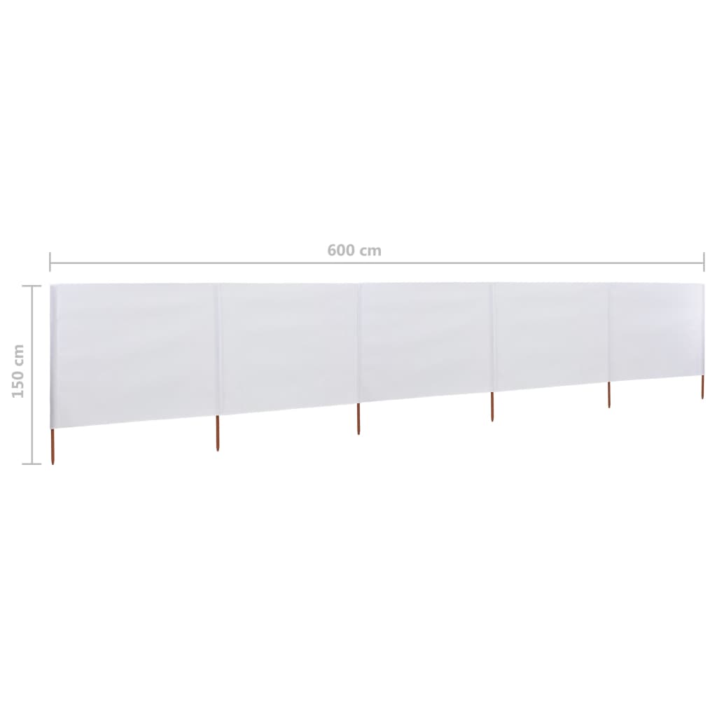 Windscherm 5-panelen 600x120 cm stof zandwit is nu te koop bij PeponiXL, paradijselijk wonen!