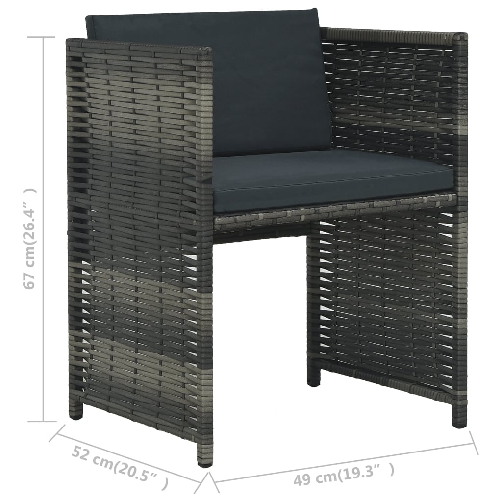 3-delige Bistroset met kussens poly rattan grijs is nu te koop bij PeponiXL, paradijselijk wonen!