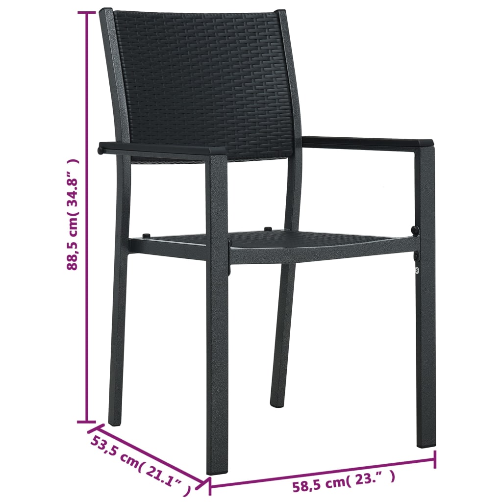 Tuinstoel 2 st rattan-look kunststof zwart is nu te koop bij PeponiXL, paradijselijk wonen!