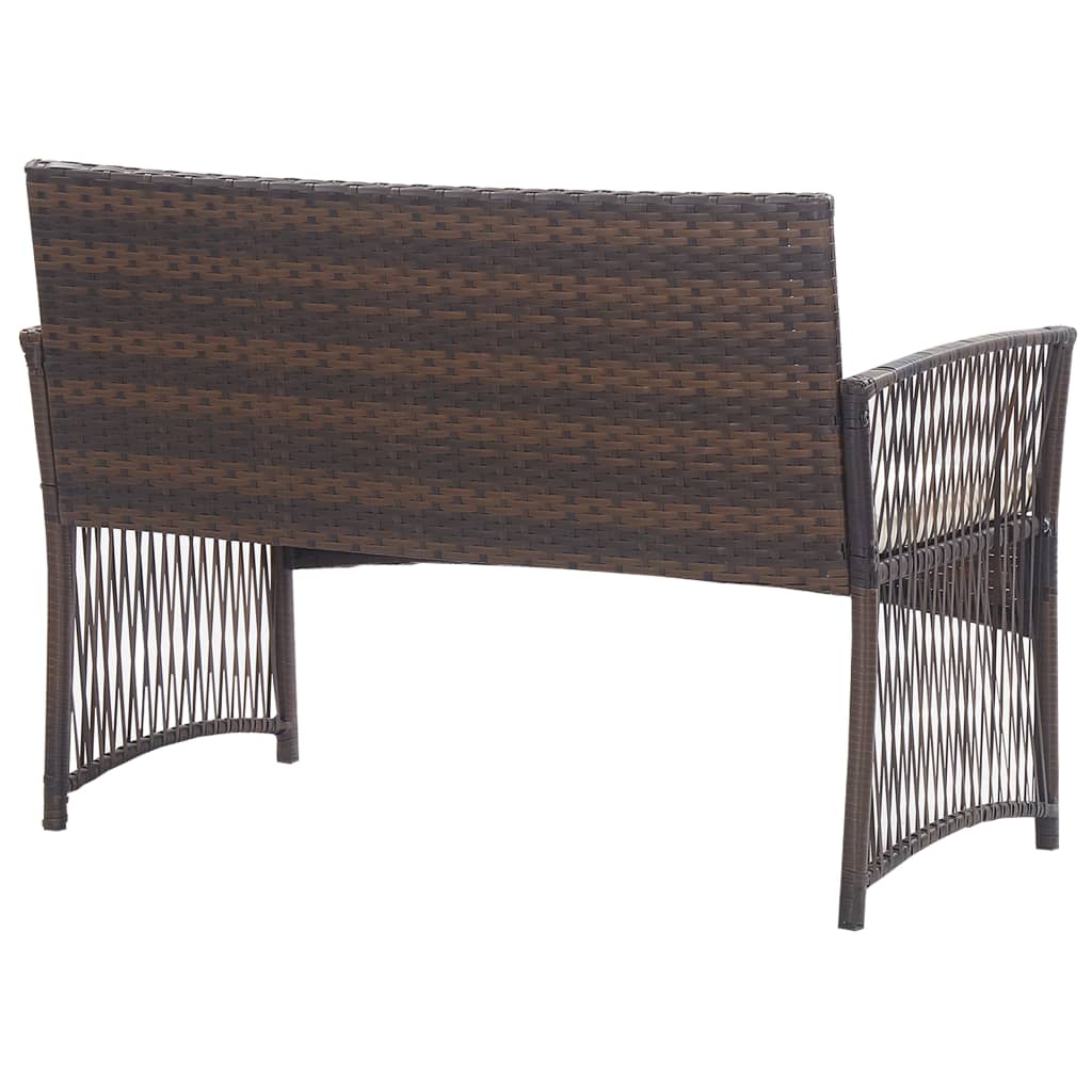 4-delige Loungeset met kussens poly rattan bruin is nu te koop bij PeponiXL, paradijselijk wonen!
