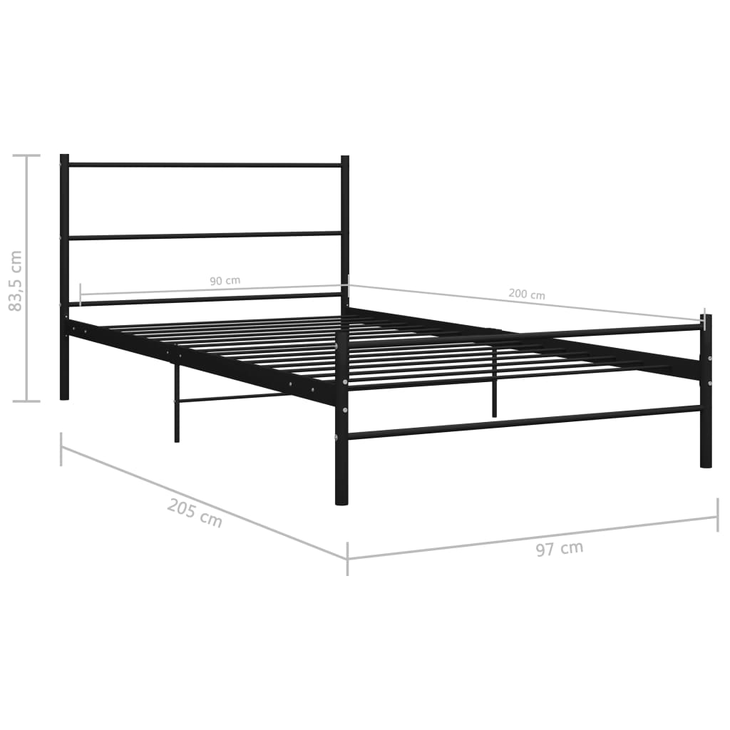 Bedframe metaal zwart 90x200 cm is nu te koop bij PeponiXL, paradijselijk wonen!