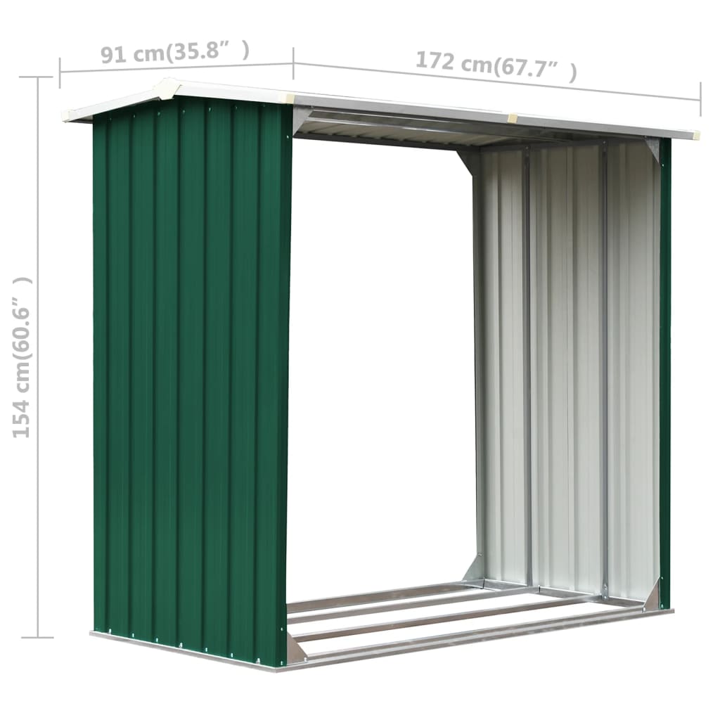 Haardhoutschuur 172x91x154 cm gegalvaniseerd staal groen is nu te koop bij PeponiXL, paradijselijk wonen!