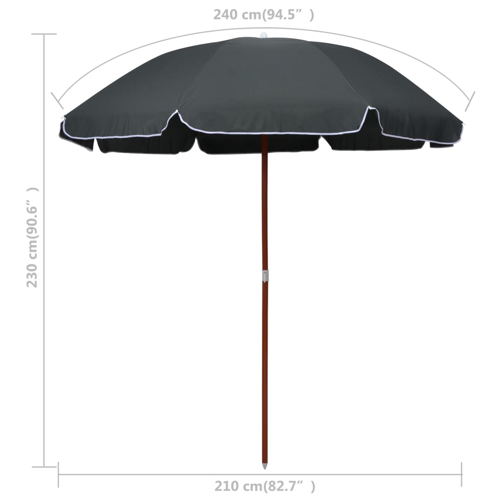 Parasol met stalen paal 240 cm antracietkleurig is nu te koop bij PeponiXL, paradijselijk wonen!
