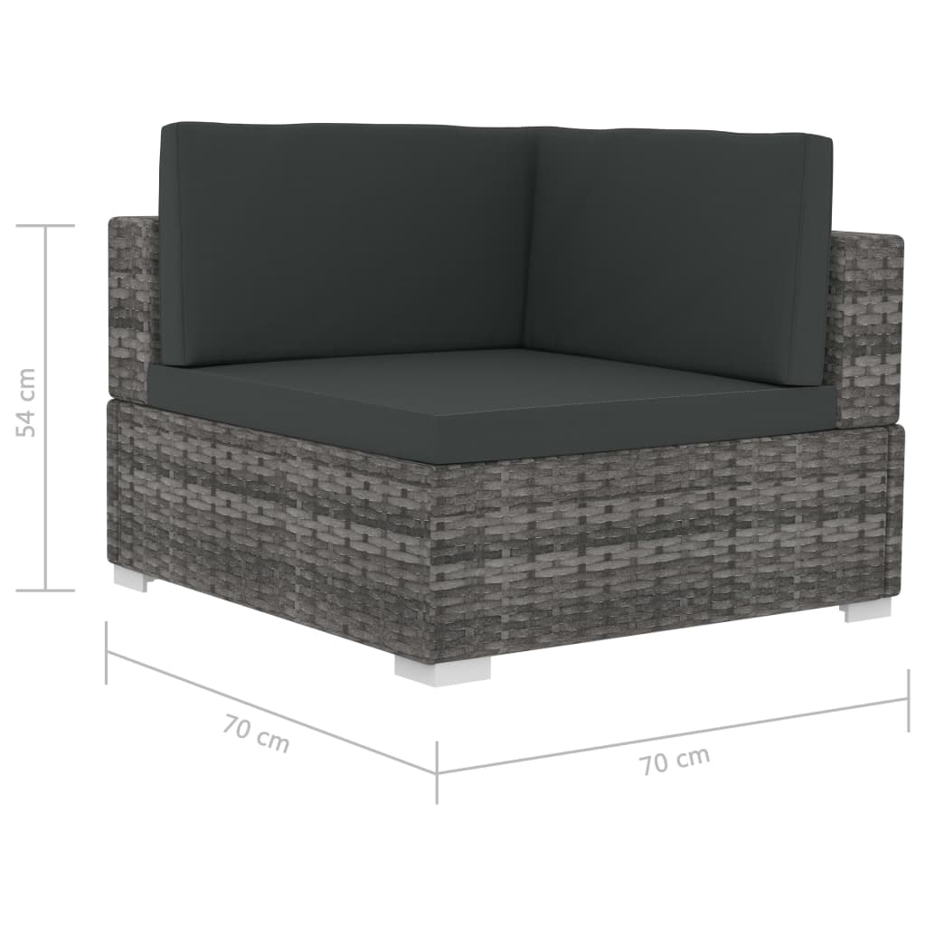 Hoekbanken 2 st met kussens poly rattan grijs is nu te koop bij PeponiXL, paradijselijk wonen!