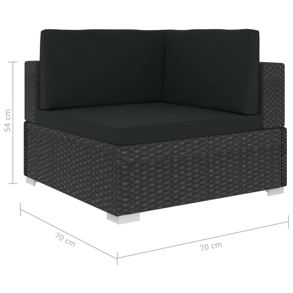 Hoekbanken 2 st met kussens poly rattan zwart is nu te koop bij PeponiXL, paradijselijk wonen!