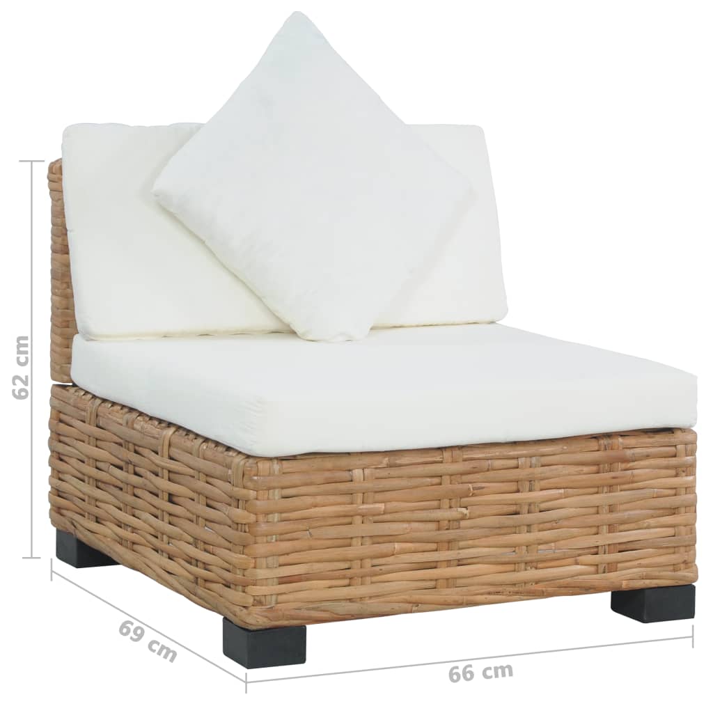 Bank zonder armleuning met kussens natuurlijk rattan is nu te koop bij PeponiXL, paradijselijk wonen!
