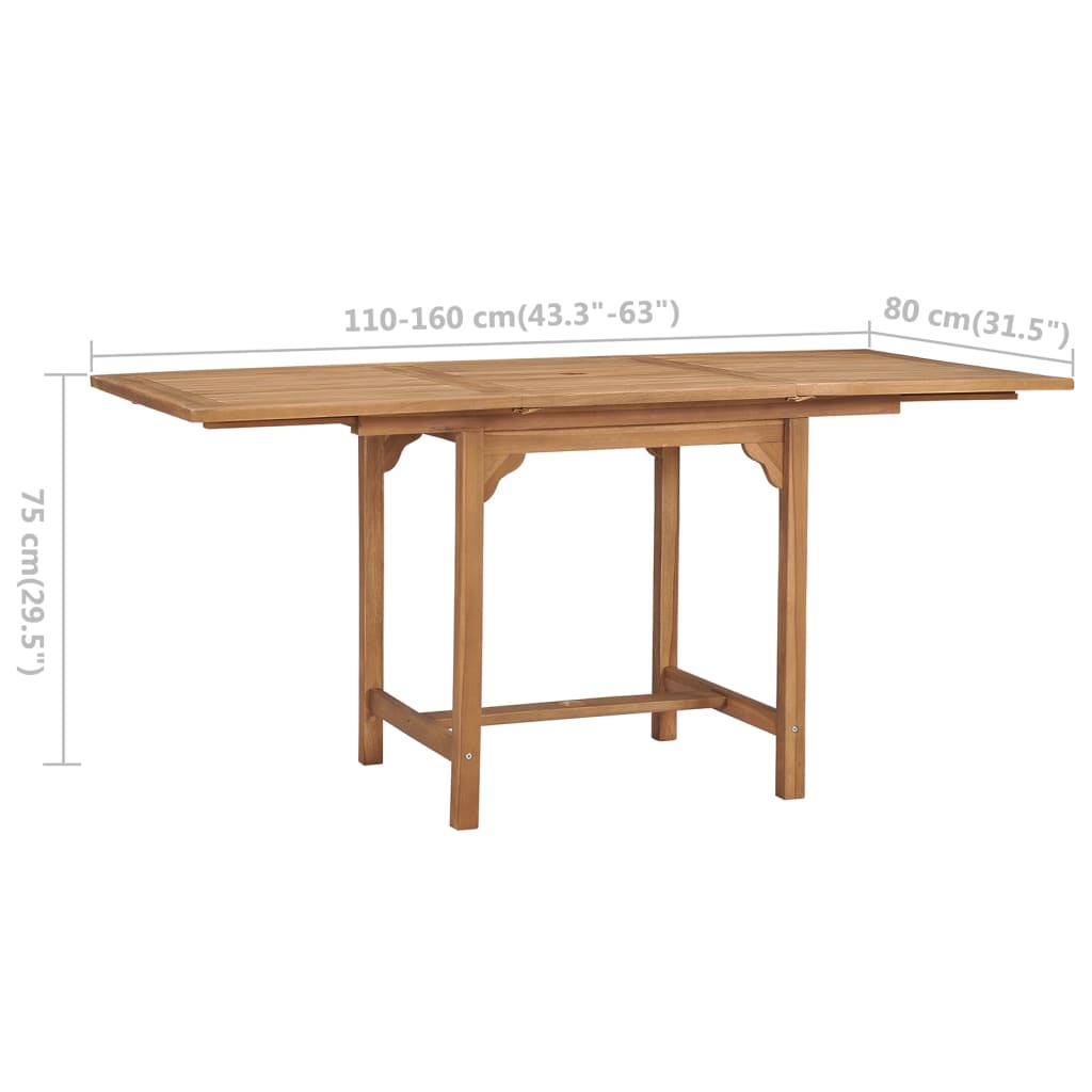 Tuintafel verlengbaar (110-160)x80x75 cm massief teakhout is nu te koop bij PeponiXL, paradijselijk wonen!
