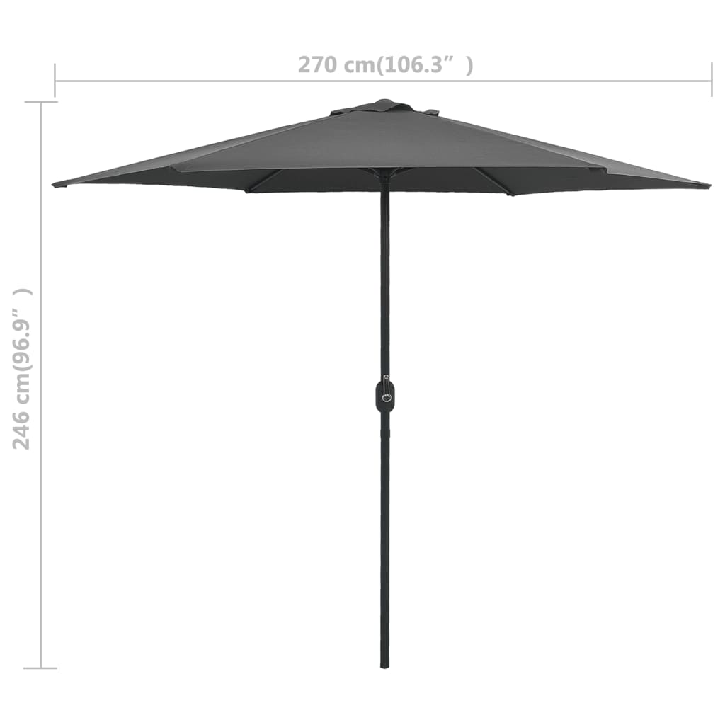 Parasol met aluminium paal 270x246 cm antracietkleurig is nu te koop bij PeponiXL, paradijselijk wonen!
